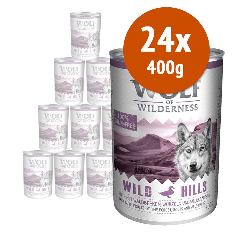 Zooplus Wolf of Wilderness Adult 24 x 400 g umido Single Protein per cane