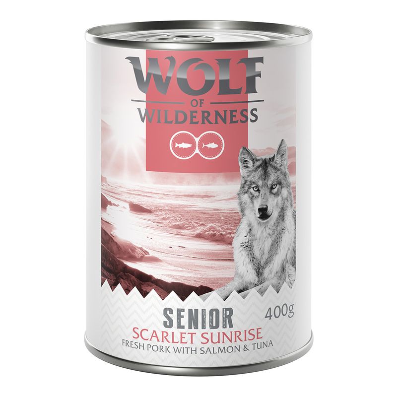Zooplus Wolf of Wilderness Senior "Red Meat" Scarlet Sunrise 6 x 400 g umido cane