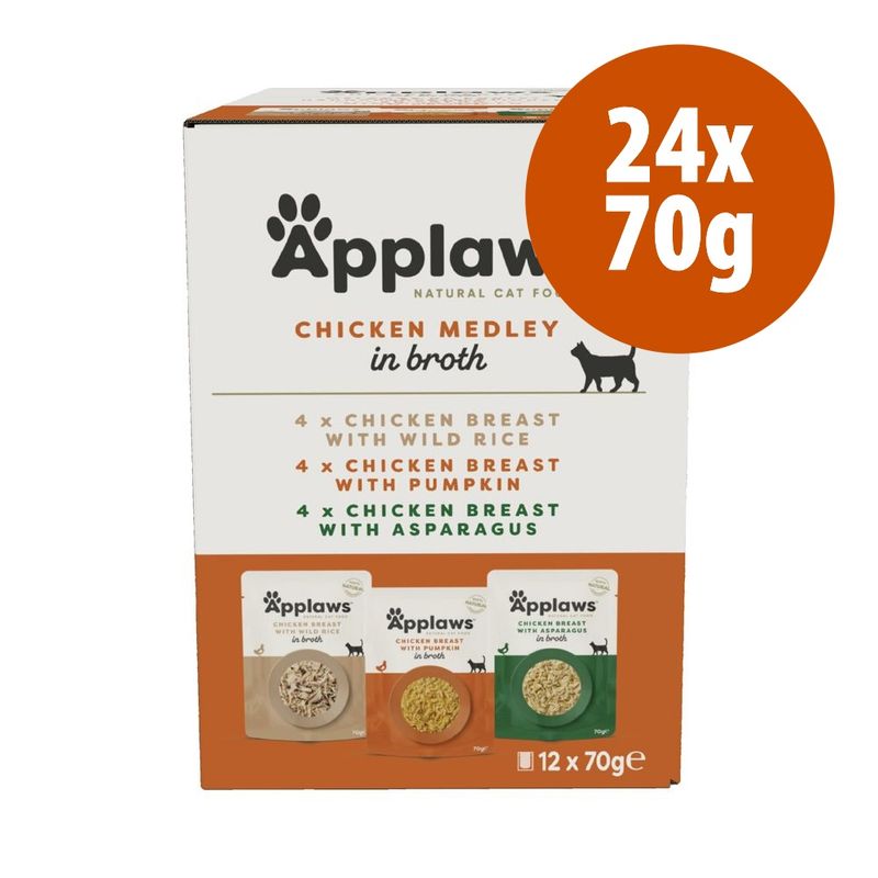 Zooplus Applaws Buste in Brodo 24 x 70 g Alimento umido per gatti