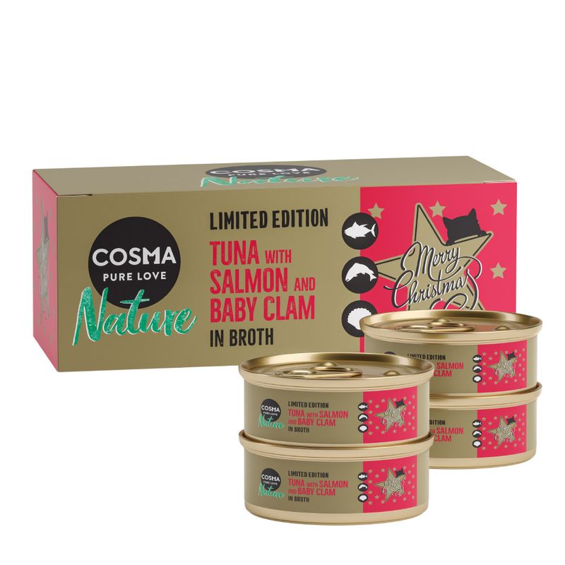 Zooplus Cosma Nature Christmas-Edition Tonno con Salmone & Vongole baby umido gatto Spedizione Gratuita
