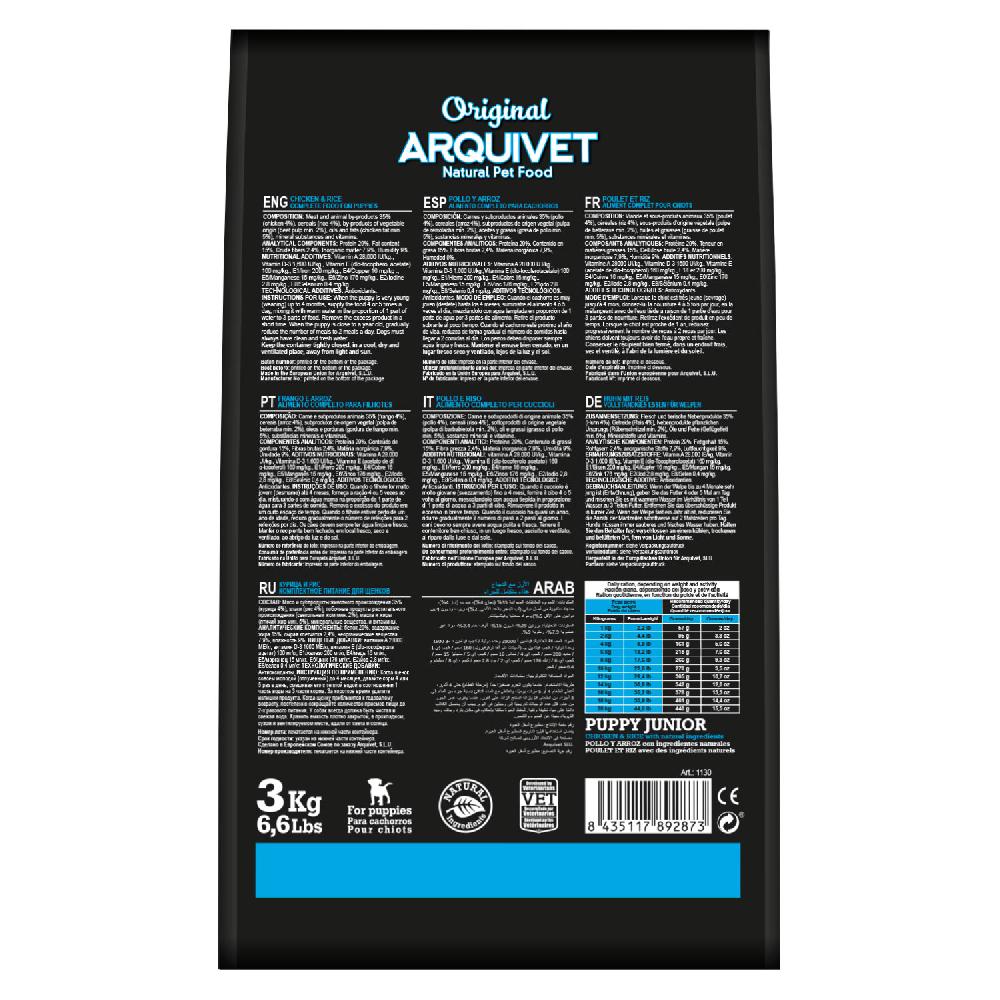 Miscota Arquivet Pienso Original Puppy Junior de Pollo y Arroz para Cachorros Offerta natalizia