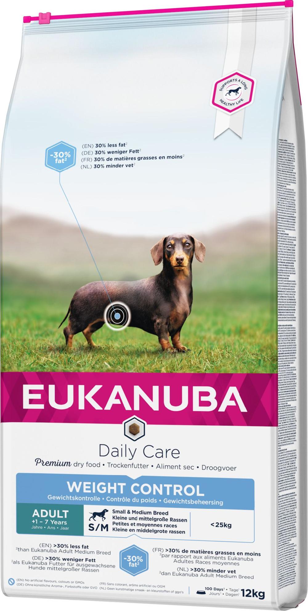 Miscota Eukanuba Adult Daily Care Weight Control per cani adulti di razza piccola/media