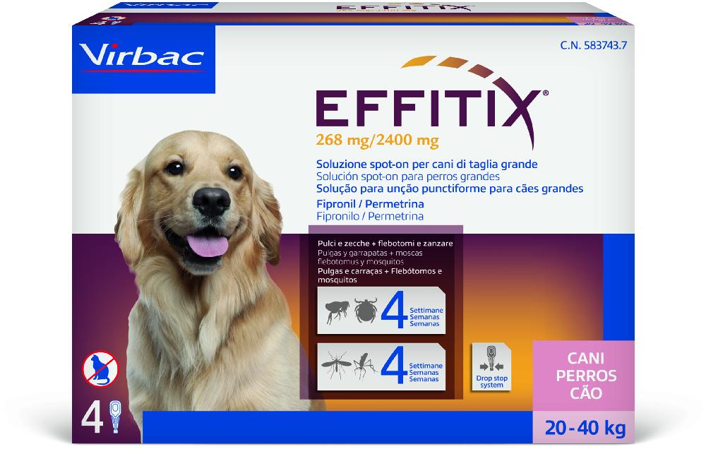 Miscota Virbac Effitix Spot on Antiparassitario e Antizanzare per Cani da 20 a 40 Kg