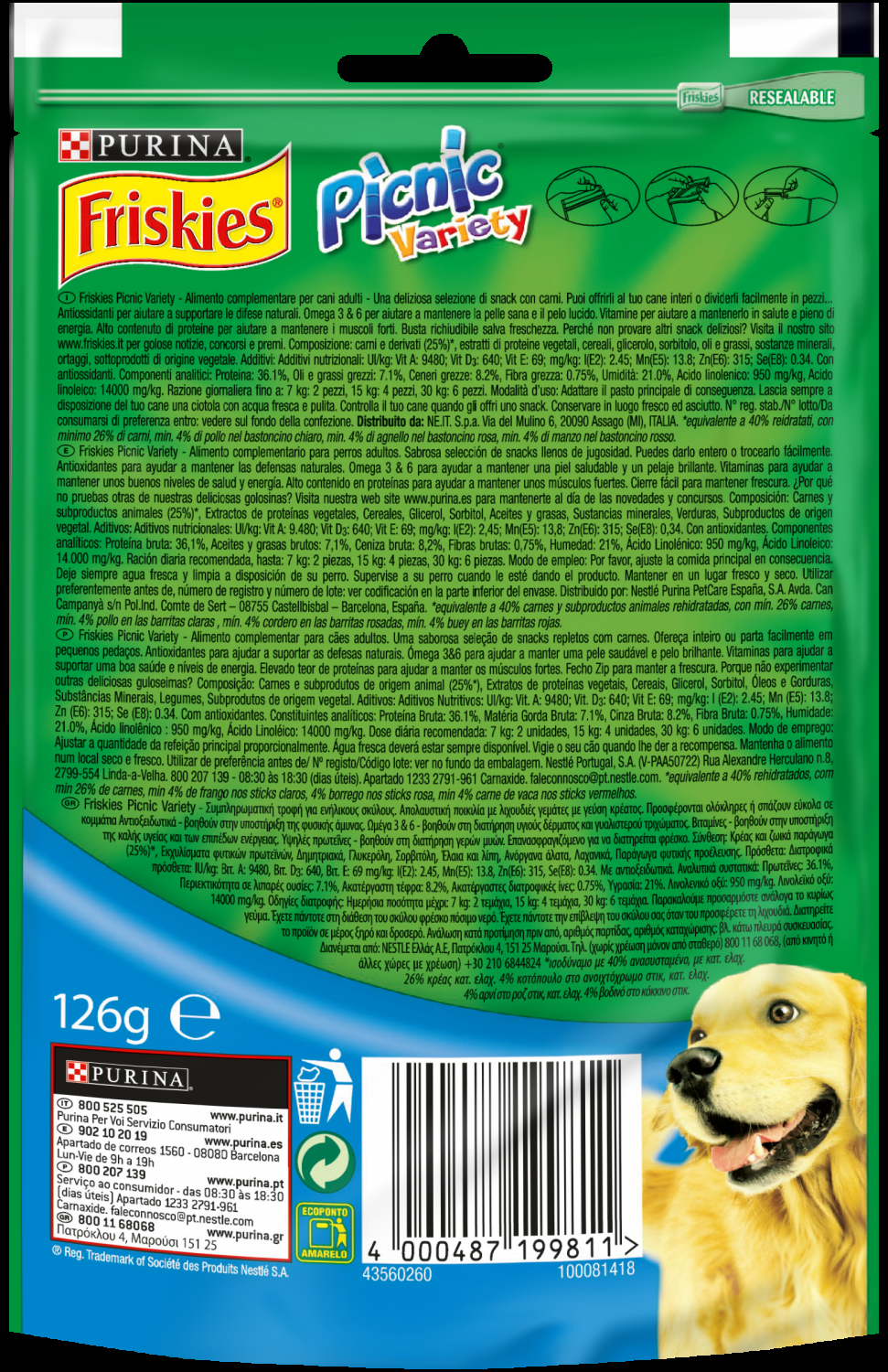 Miscota Purina Friskies Snacks Vari Picnic di Bue Pollo e Agnello Enormi sconti