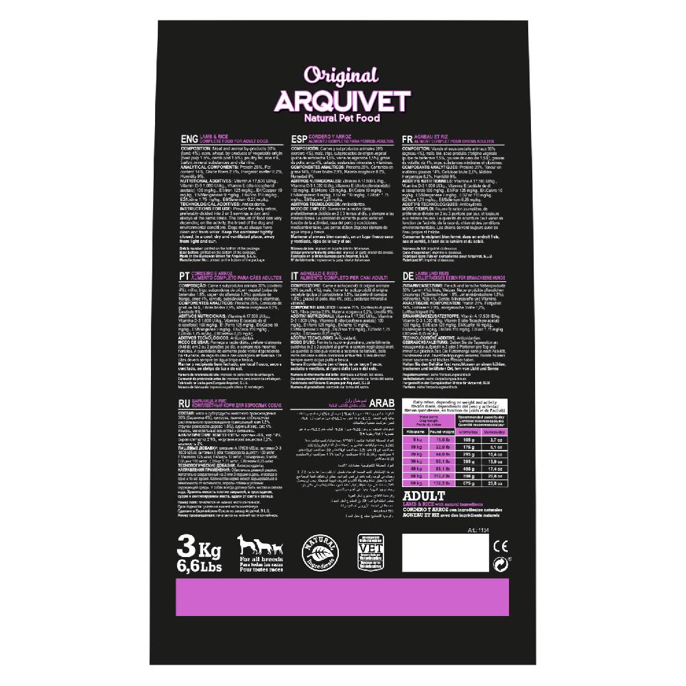 Miscota Arquivet Alimento originale per cani con agnello e riso per adulti Shopping online