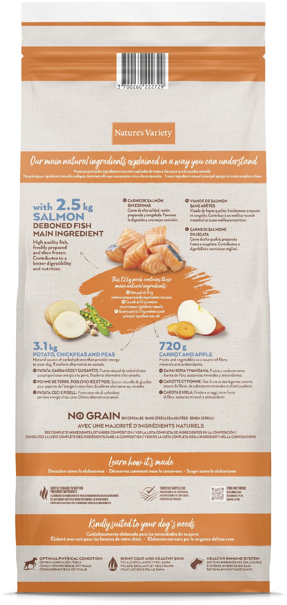 Miscota Nature's Variety Pienso Original Grain Free de Salmón para Perros Adultos Medium Convenienza