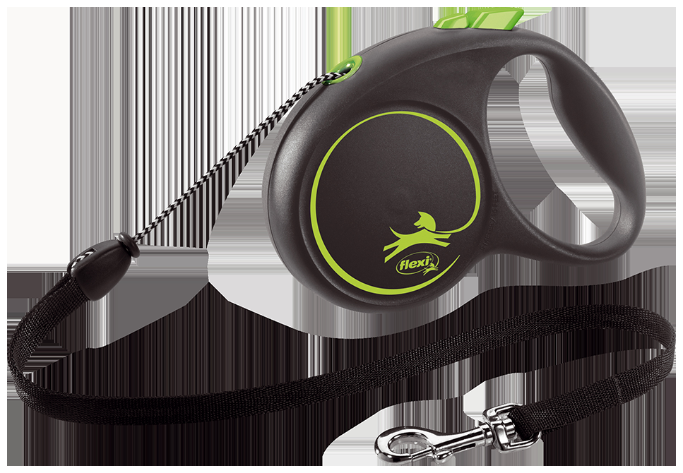 Miscota Flexi Guinzaglio di design nero Cordino di design nero verde Presa