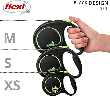 Miscota Flexi Guinzaglio di design nero Cordino di design nero verde Presa