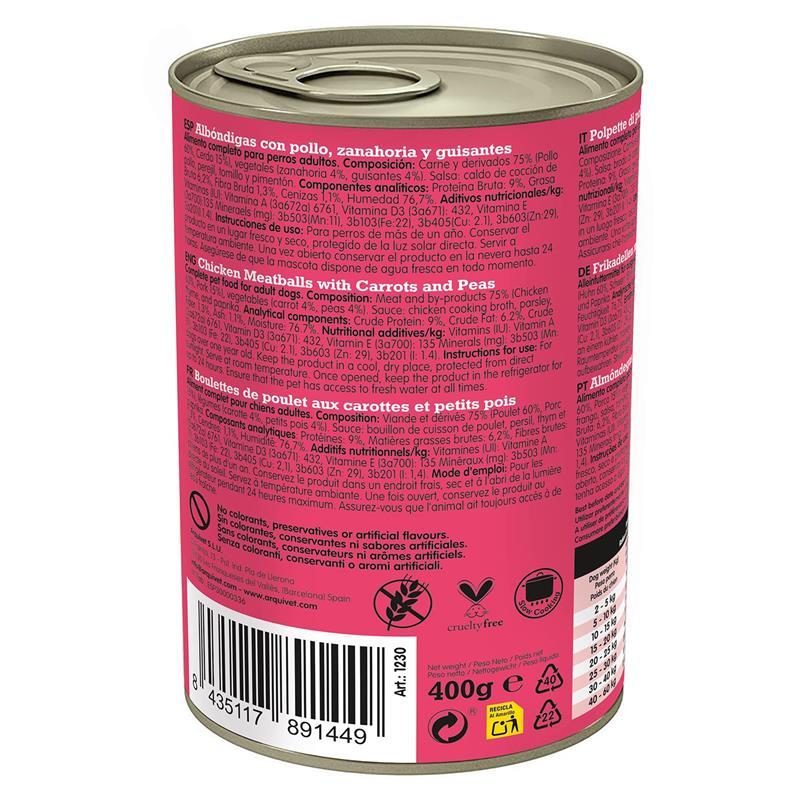 Miscota Arquivet Comída Húmeda Fresh Albóndigas de Pollo con Zanahoria y Guisantes Enormi sconti