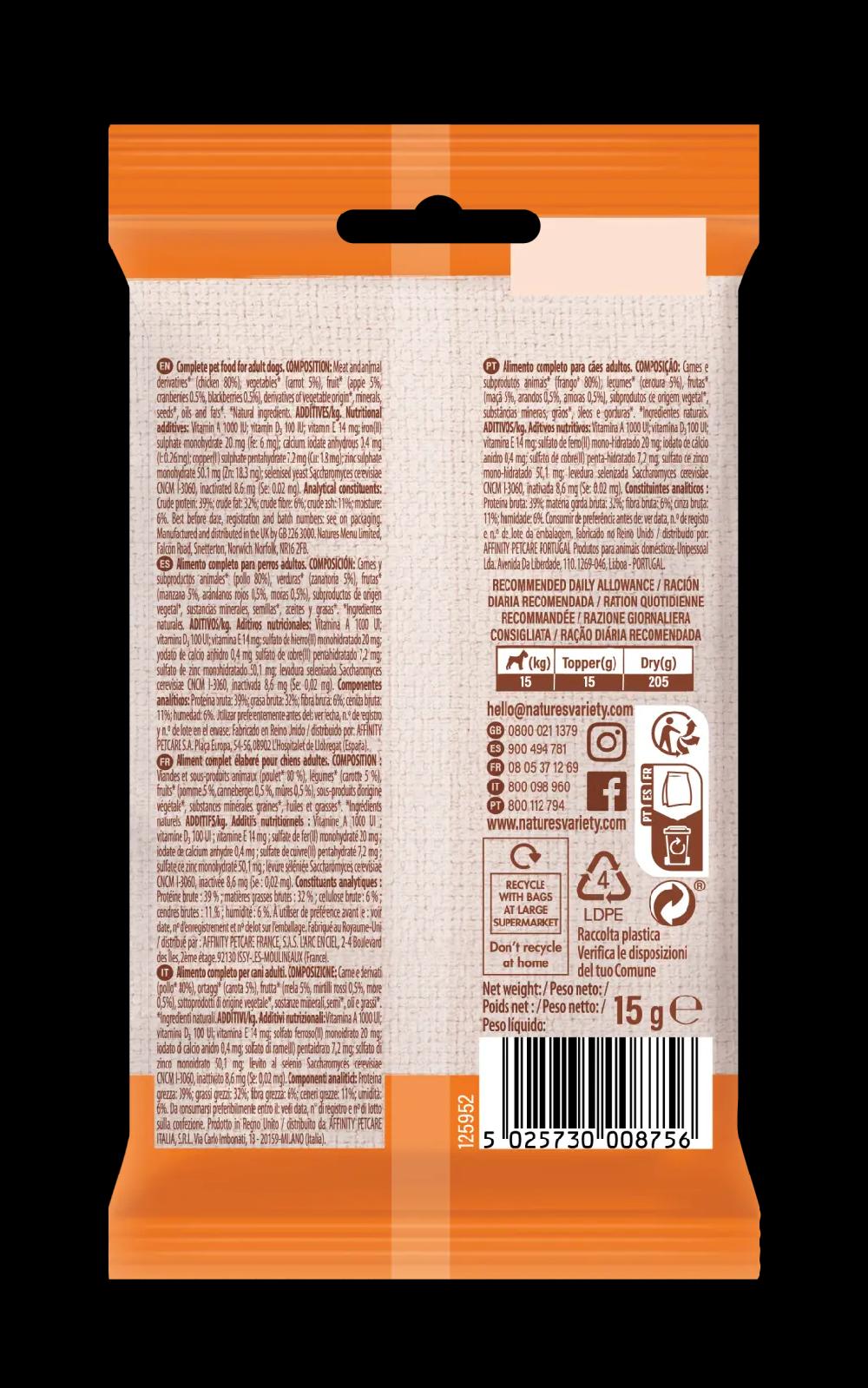 Miscota Nature's Variety Toppers de Pollo Liofilizados para Perros In Linea