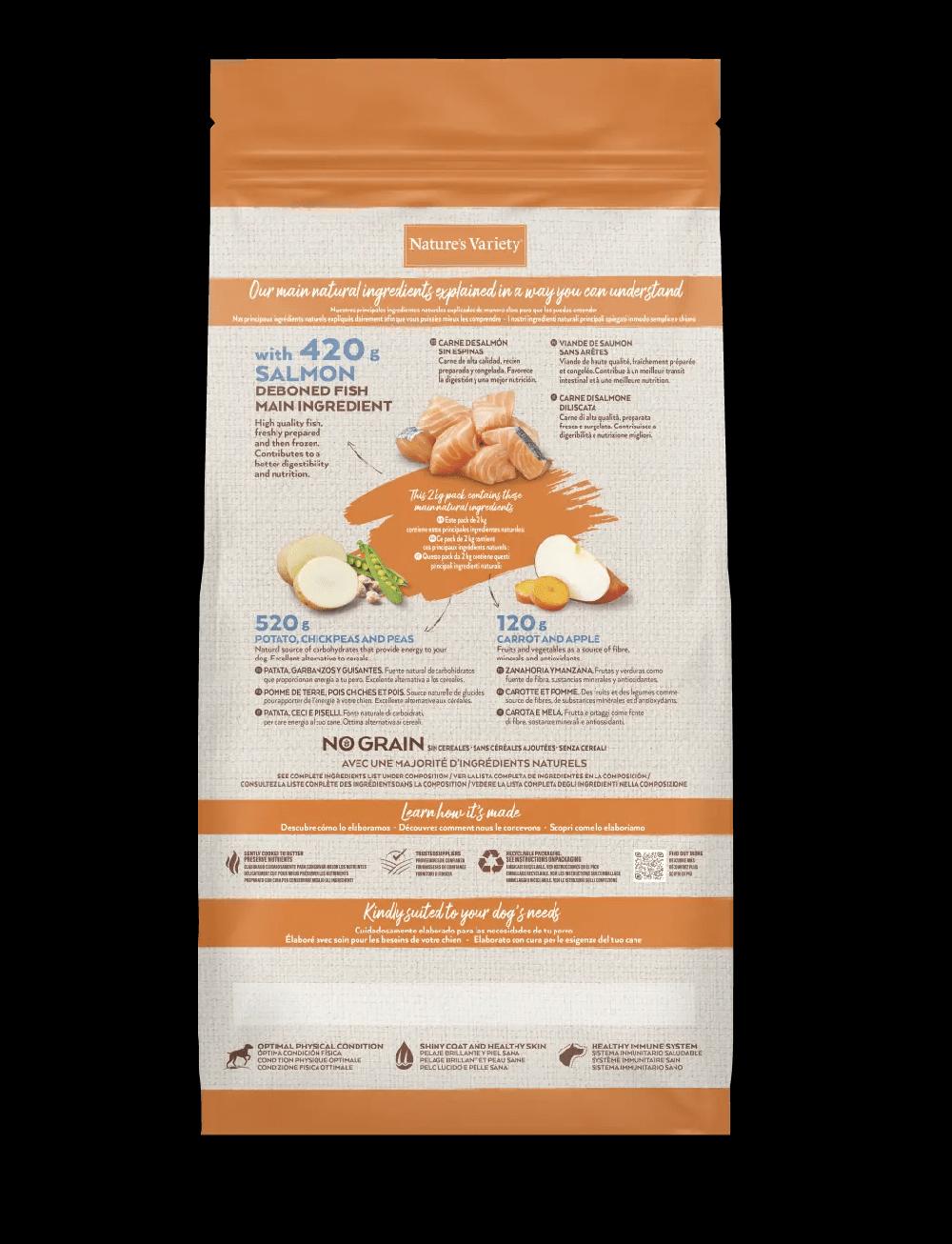 Miscota Nature's Variety Cibo Secco No Grain Medium-Maxi Salmone Pezzi Unici