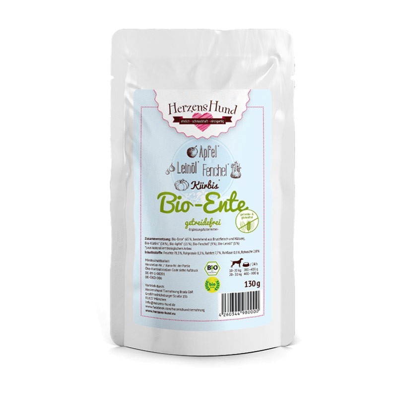 Herzens Hund Anatra Bio con Verdure Bio Grain Free Umido per Cani