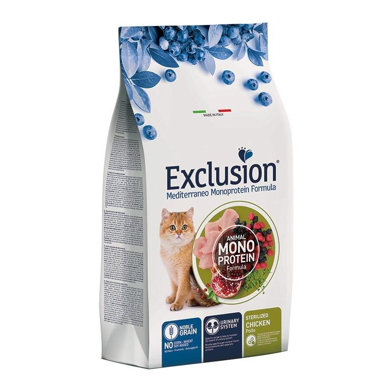 Exclusion Mediterraneo Sterilized Pollo Noble Grain per Gatti