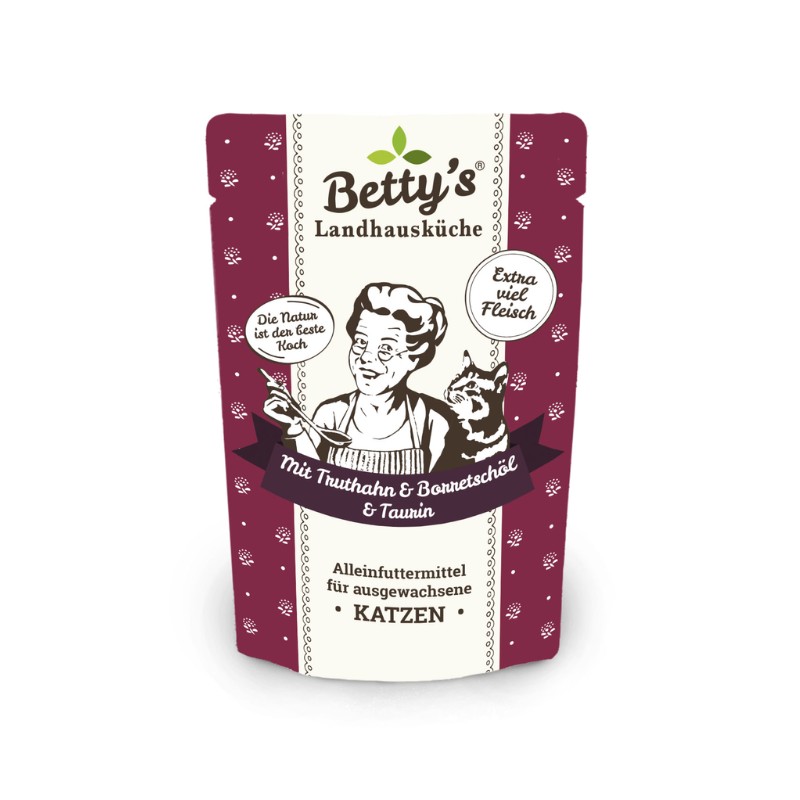 Betty's Landhausküche Tacchino con Olio di Borragine Umido per Gatti