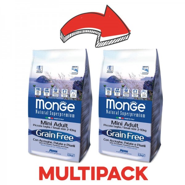 Monge Grain Free Adult Mini Acciughe e Patate In Saldo