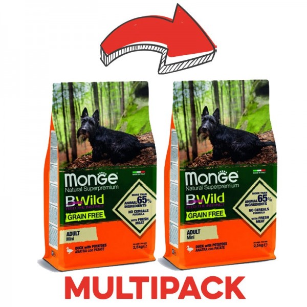 Monge BWild Grain Free Anatra e Patate Adult Mini per Cani Italia