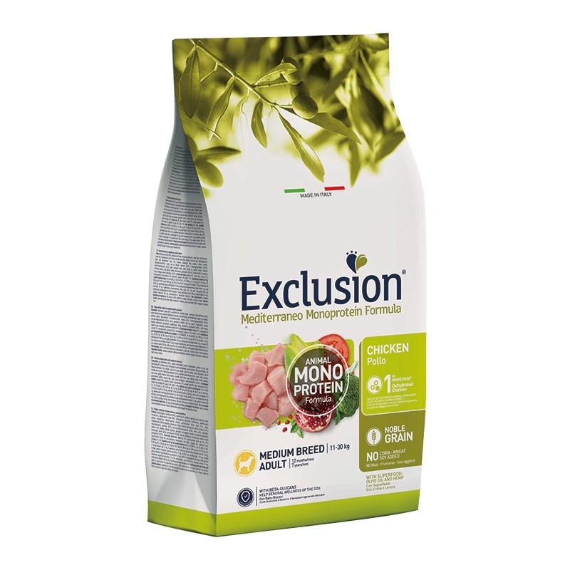 Exclusion Mediterraneo Adult Pollo Medium Breed per Cani