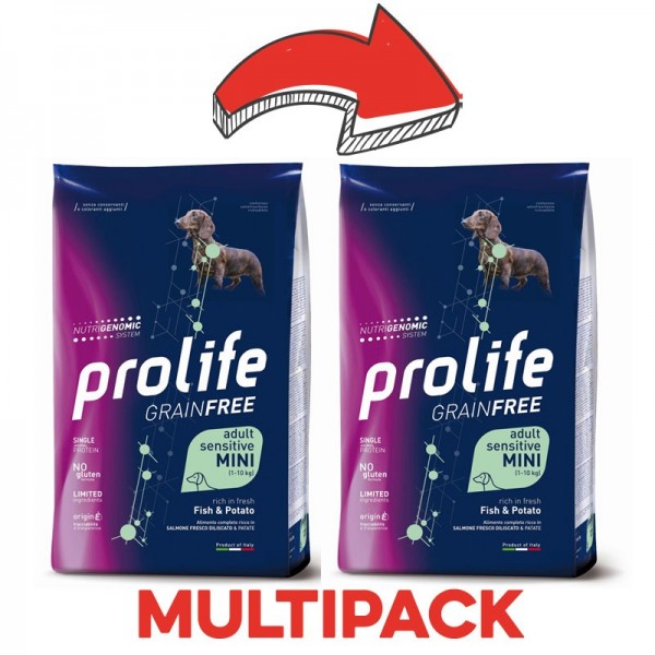 Prolife Grain Free Adult Sensitive Mini Pesce e Patate per Cani Pezzi Unici