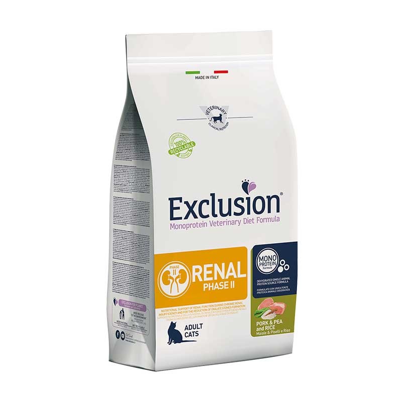 Exclusion Diet Renal Fase 2 Maiale Piselli e Riso per Gatti