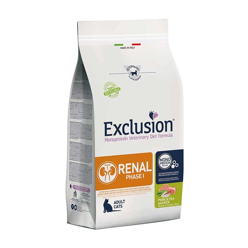 Exclusion Diet Renal Fase 1 Maiale Piselli e Riso per Gatti