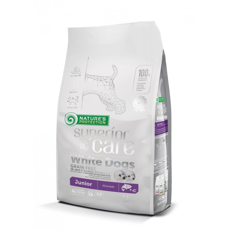 Nature's Protection Superior Care White Dogs Grain Free Junior All Breeds con Salmone