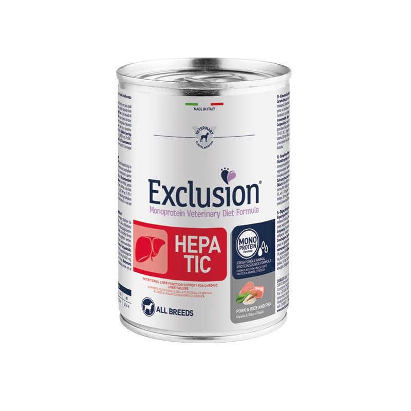 Exclusion Diet Hepatic All Breeds Adult Umido Maiale e Piselli per Cani