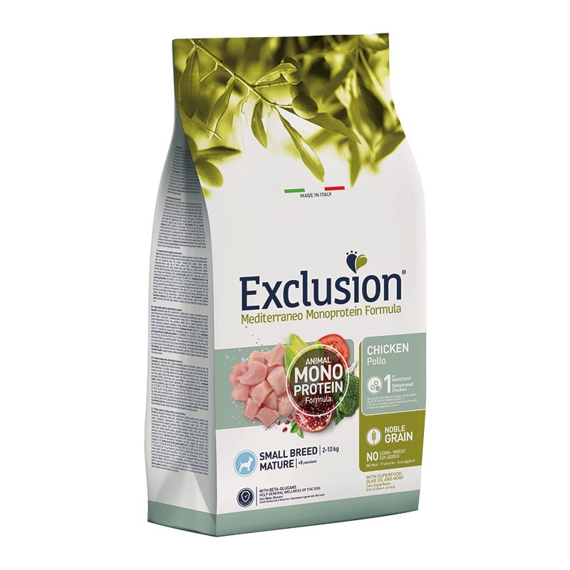 Exclusion Mediterraneo Mature Pollo Small Breed per Cani
