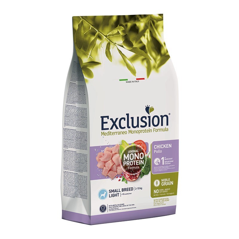 Exclusion Mediterraneo Light Pollo Small Breed per Cani