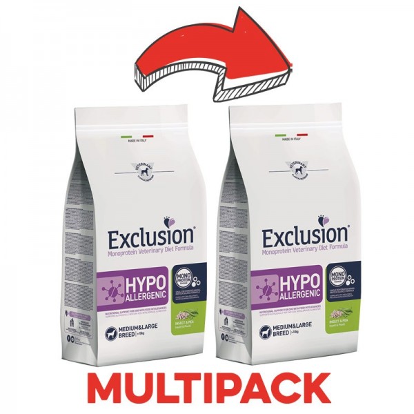 Exclusion Diet Hypoallergenic Insetti e Piselli Adult Medium & Large Breed per Cani Enormi sconti