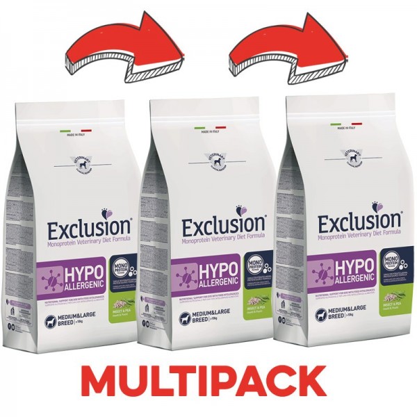 Exclusion Diet Hypoallergenic Insetti e Piselli Adult Medium & Large Breed per Cani Enormi sconti