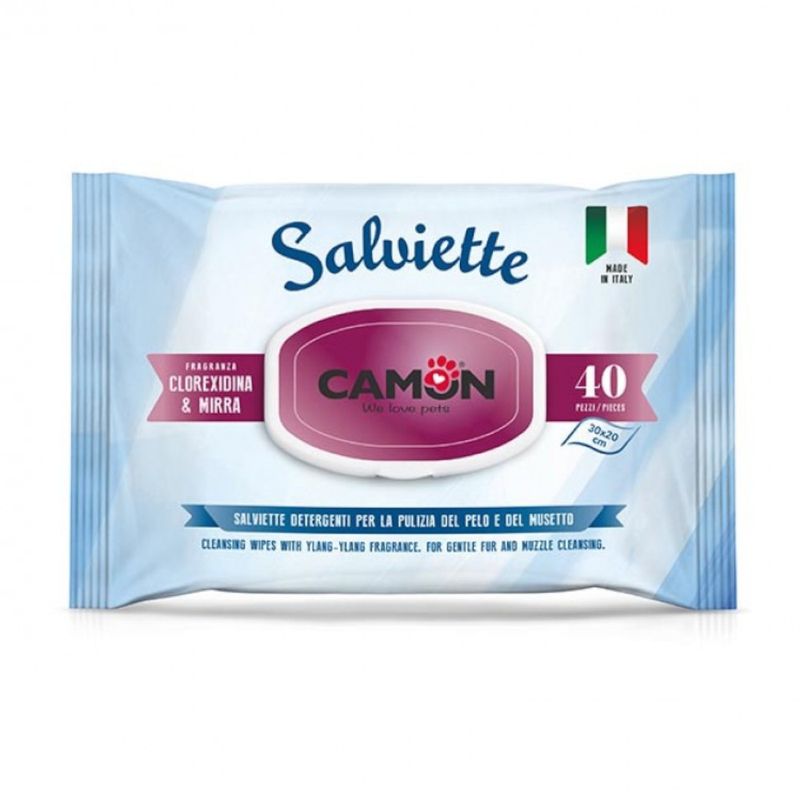 Bitiba Salviette Camon Mirra e Clorexidina per la cura del pelo di cani