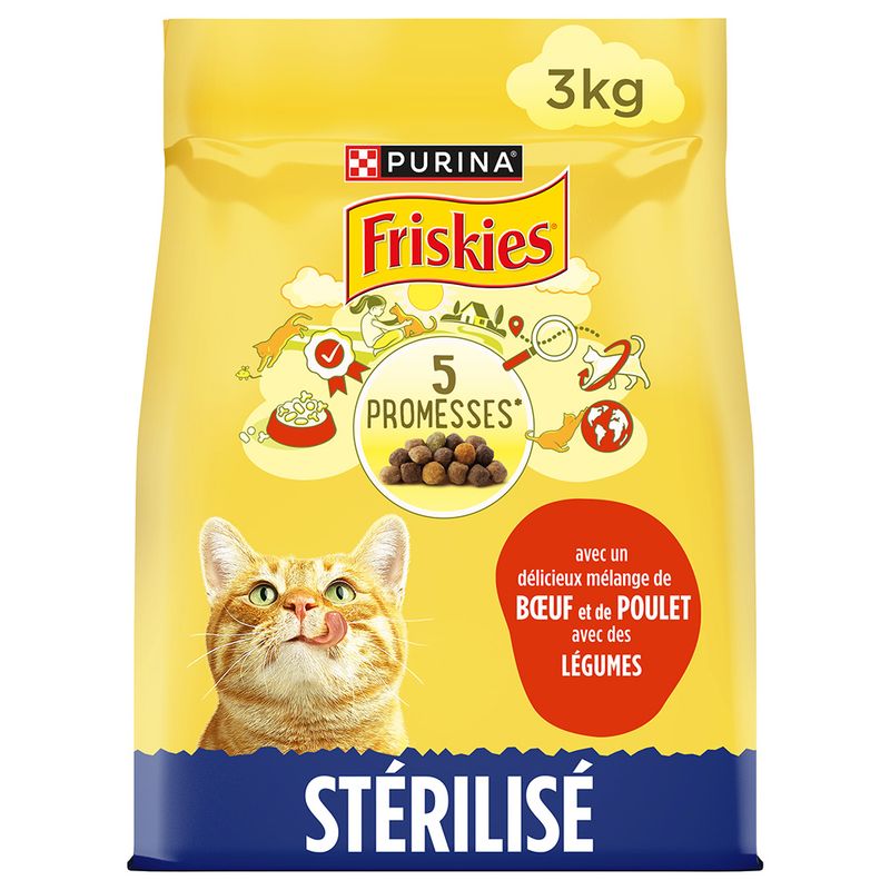 Bitiba PURINA Friskies Sterilizzati Manzo e Pollo con Verdure Crocchette per gatto