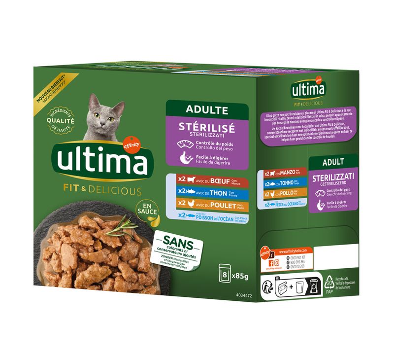 Bitiba Ultima Cat Sterilized 8 x 85 g Umido per gatto Consegna Veloce