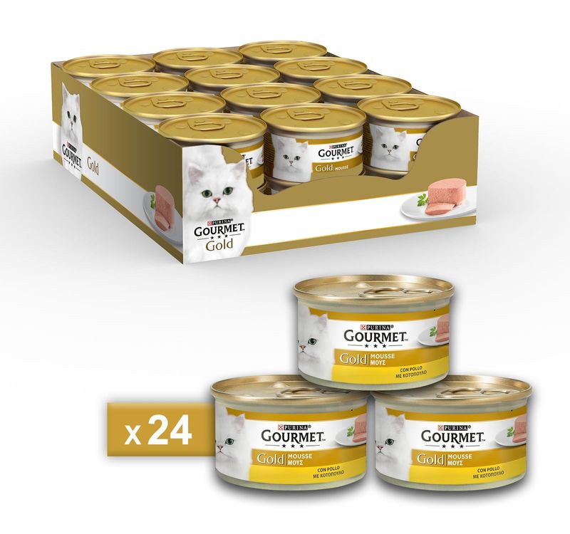 Bitiba Fai scorta Gourmet Gold Mousse 24 x 85 g Alimento umido per gatti Pezzi Unici