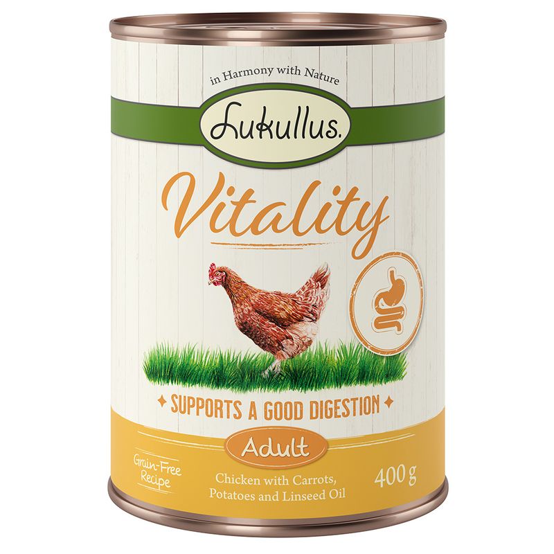 Bitiba Lukullus Vitality 24 x 400 g - senza cereali Alimento umido per cane Soddisfazione Garantita
