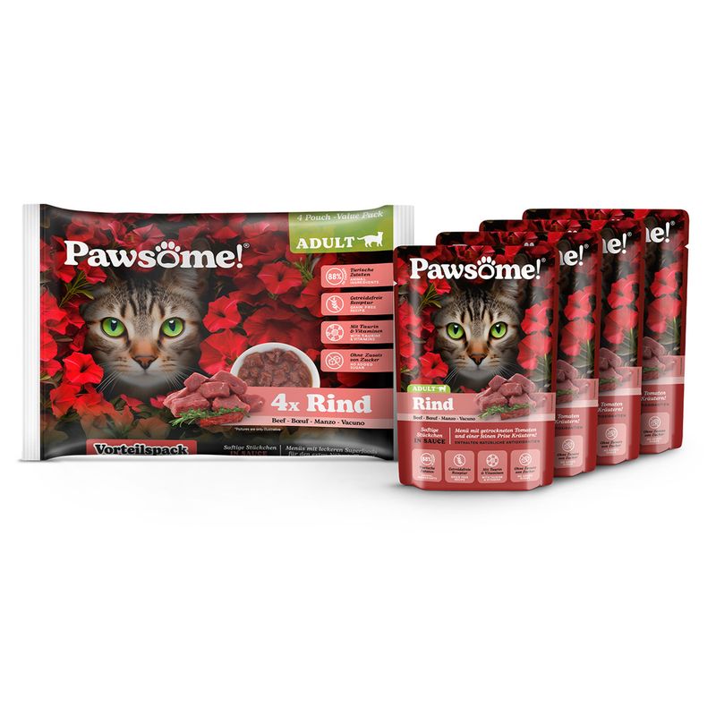 Bitiba Pawsome Adult 4 x 85 g umido per gatto Comprane uno, ottenene uno gratis