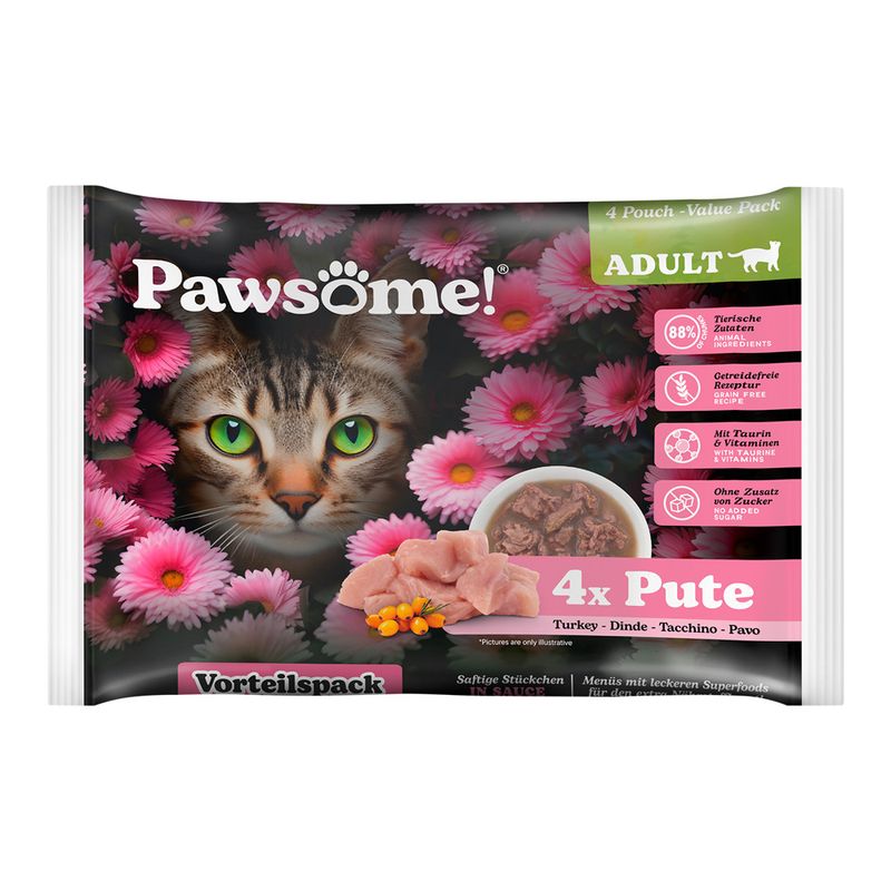 Bitiba Pawsome Adult 4 x 85 g umido per gatto Comprane uno, ottenene uno gratis