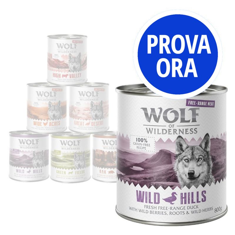 Bitiba Wolf of Wilderness Pacco misto 6 x 800 g umido per cane