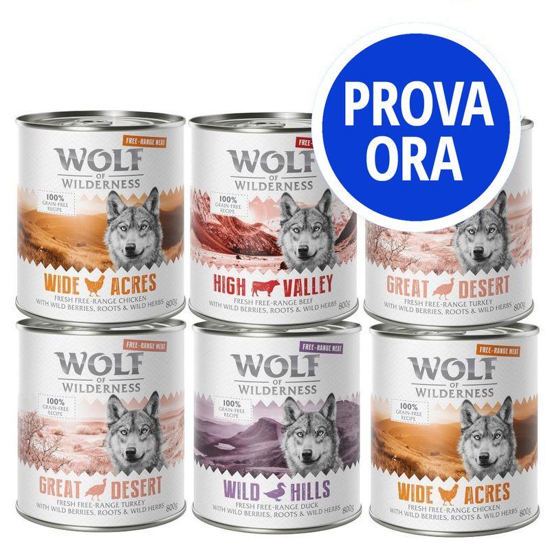 Bitiba Wolf of Wilderness Pacco misto 6 x 800 g umido per cane Offerta settimanale