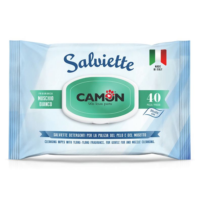 Bitiba Salviette Camon Muschio Bianco per la cura del pelo di cani e gatti