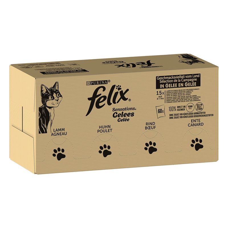 Bitiba Maxi formato: 120 x 85 g Felix Sensations in Gelatina umido per gatti Sconti questo mese