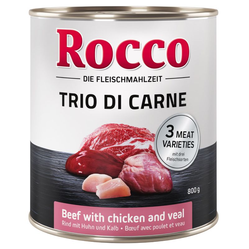 Bitiba Fai scorta Rocco Classic Trio di Carne 24 x 800 g Alimento umido per cani Grande vendita
