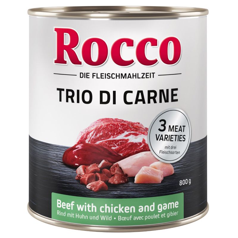 Bitiba Fai scorta Rocco Classic Trio di Carne 24 x 800 g Alimento umido per cani Grande vendita