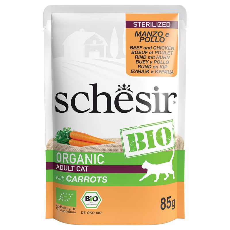Bitiba Schesir Bio Buste 8 x 85 g Umido per gatto Pezzi Unici