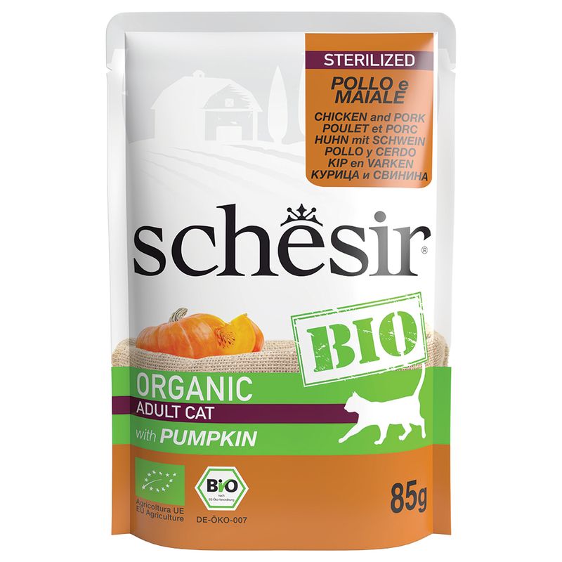 Bitiba Schesir Bio Buste 8 x 85 g Umido per gatto Pezzi Unici